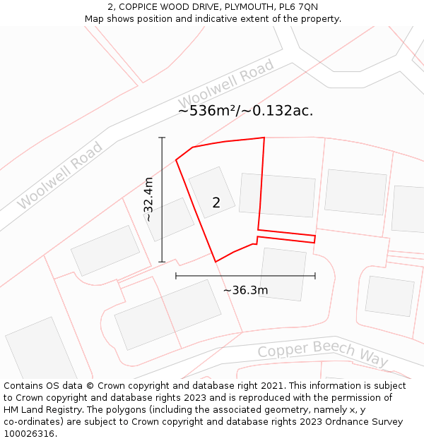 2, COPPICE WOOD DRIVE, PLYMOUTH, PL6 7QN: Plot and title map