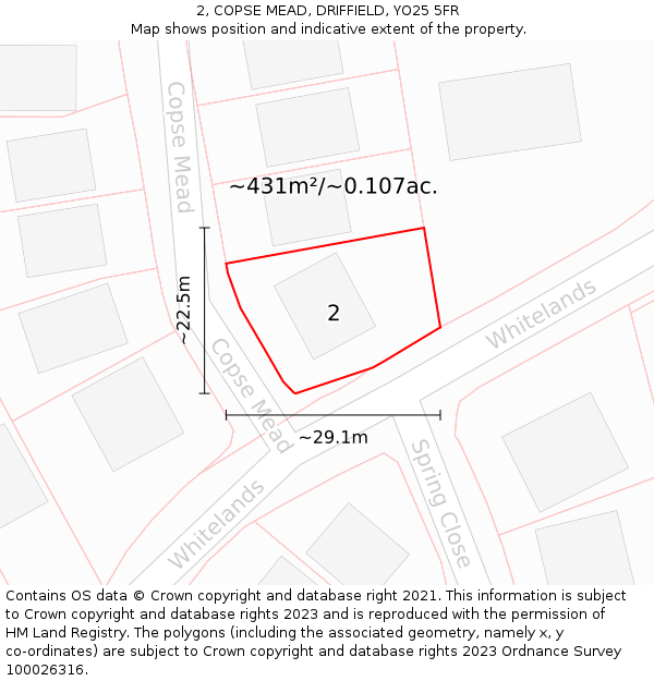 2, COPSE MEAD, DRIFFIELD, YO25 5FR: Plot and title map