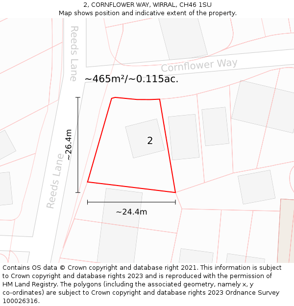 2, CORNFLOWER WAY, WIRRAL, CH46 1SU: Plot and title map