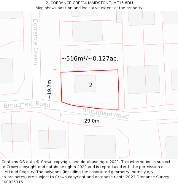 2, CORRANCE GREEN, MAIDSTONE, ME15 6BU: Plot and title map