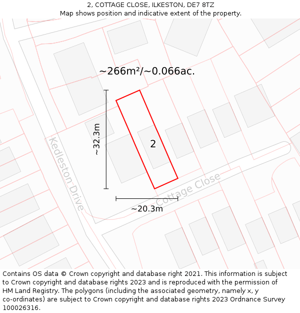 2, COTTAGE CLOSE, ILKESTON, DE7 8TZ: Plot and title map