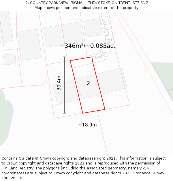 2, COUNTRY PARK VIEW, BIGNALL END, STOKE-ON-TRENT, ST7 8NZ: Plot and title map