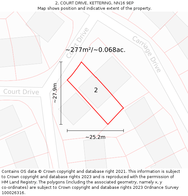 2, COURT DRIVE, KETTERING, NN16 9EP: Plot and title map