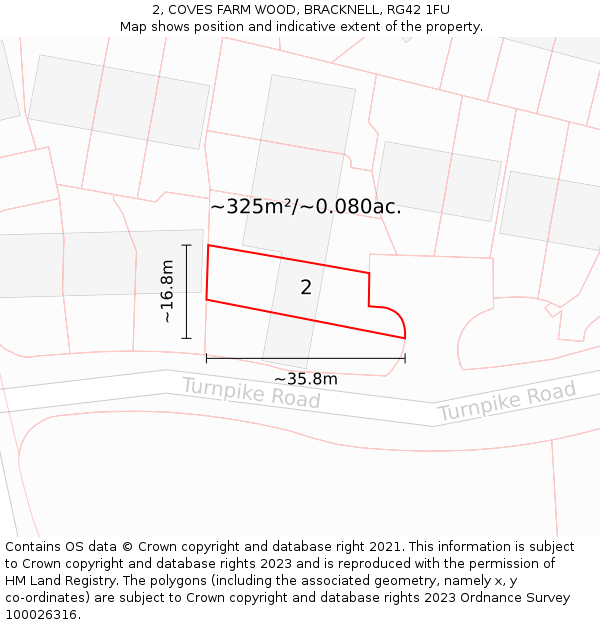 2, COVES FARM WOOD, BRACKNELL, RG42 1FU: Plot and title map