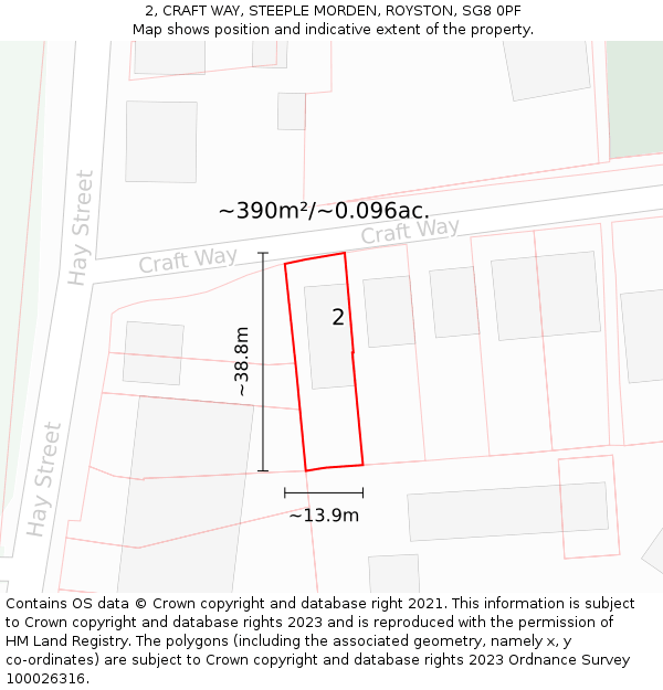 2, CRAFT WAY, STEEPLE MORDEN, ROYSTON, SG8 0PF: Plot and title map