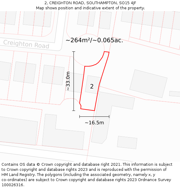 2, CREIGHTON ROAD, SOUTHAMPTON, SO15 4JF: Plot and title map