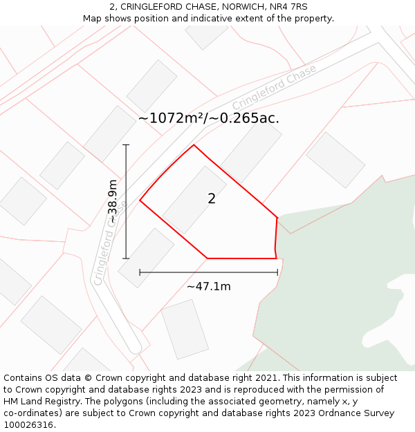 2, CRINGLEFORD CHASE, NORWICH, NR4 7RS: Plot and title map