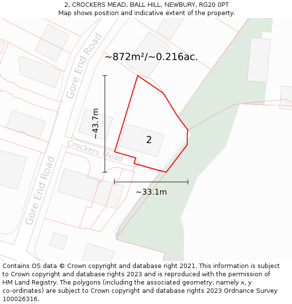 2, CROCKERS MEAD, BALL HILL, NEWBURY, RG20 0PT: Plot and title map