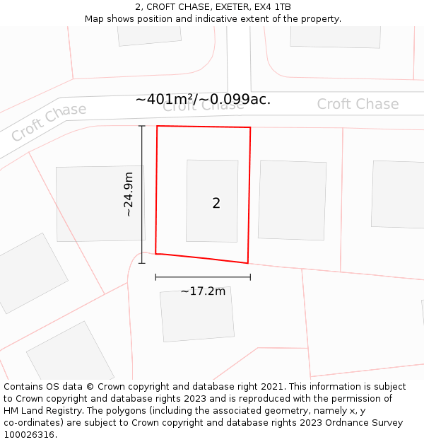 2, CROFT CHASE, EXETER, EX4 1TB: Plot and title map