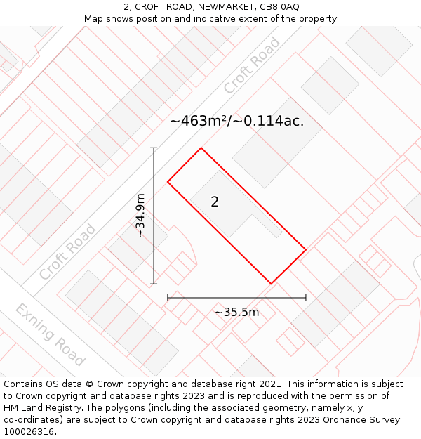 2, CROFT ROAD, NEWMARKET, CB8 0AQ: Plot and title map