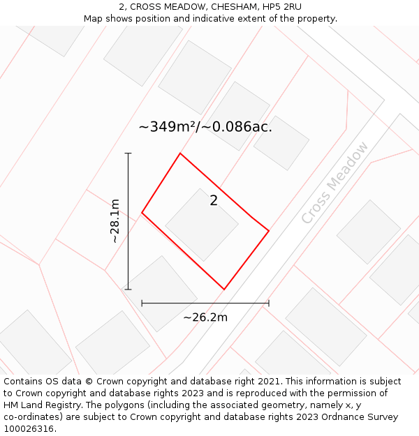 2, CROSS MEADOW, CHESHAM, HP5 2RU: Plot and title map