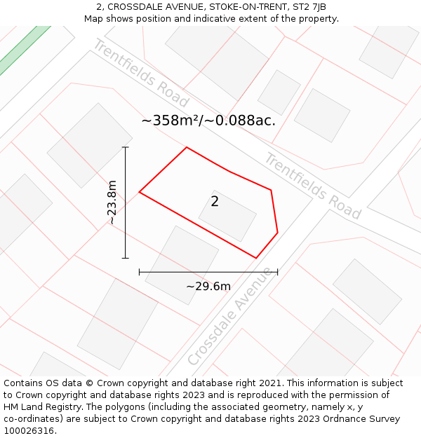 2, CROSSDALE AVENUE, STOKE-ON-TRENT, ST2 7JB: Plot and title map