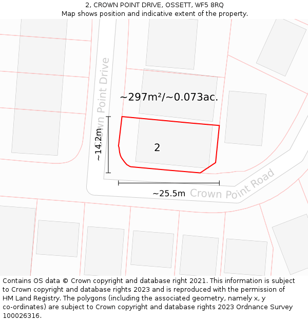 2, CROWN POINT DRIVE, OSSETT, WF5 8RQ: Plot and title map