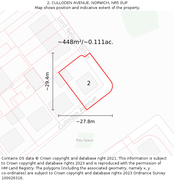 2, CULLODEN AVENUE, NORWICH, NR5 0UP: Plot and title map