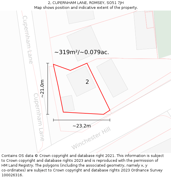 2, CUPERNHAM LANE, ROMSEY, SO51 7JH: Plot and title map