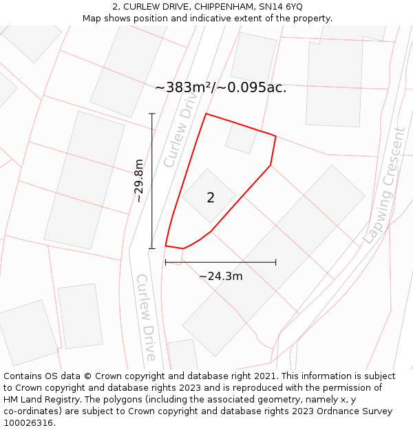 2, CURLEW DRIVE, CHIPPENHAM, SN14 6YQ: Plot and title map