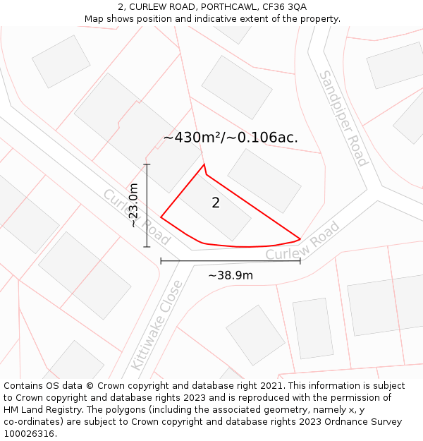 2, CURLEW ROAD, PORTHCAWL, CF36 3QA: Plot and title map