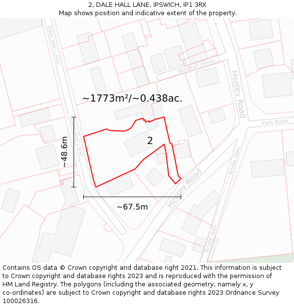 2, DALE HALL LANE, IPSWICH, IP1 3RX: Plot and title map