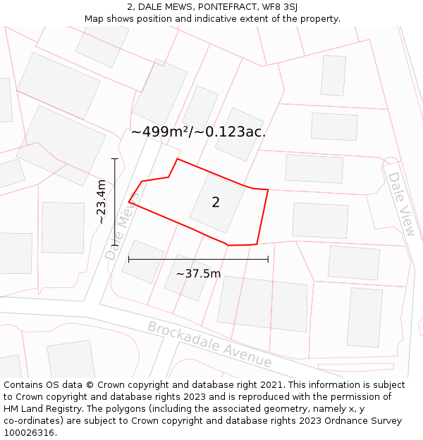 2, DALE MEWS, PONTEFRACT, WF8 3SJ: Plot and title map