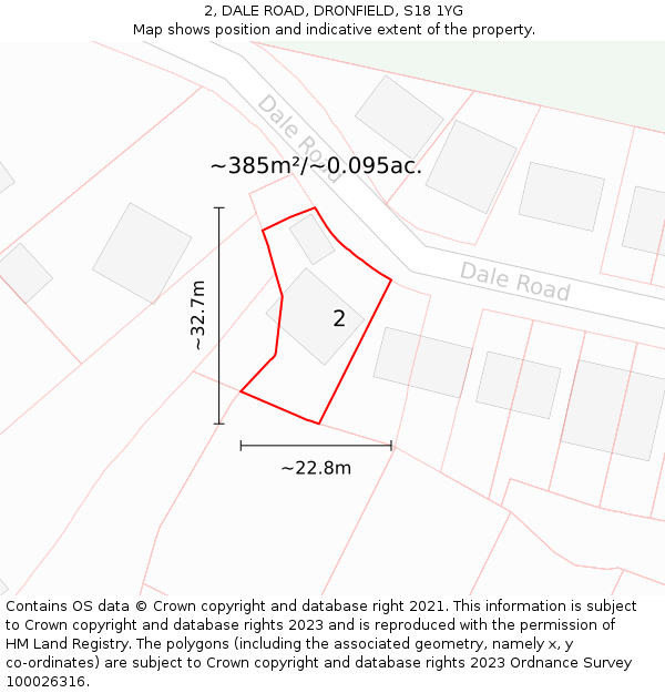 2, DALE ROAD, DRONFIELD, S18 1YG: Plot and title map