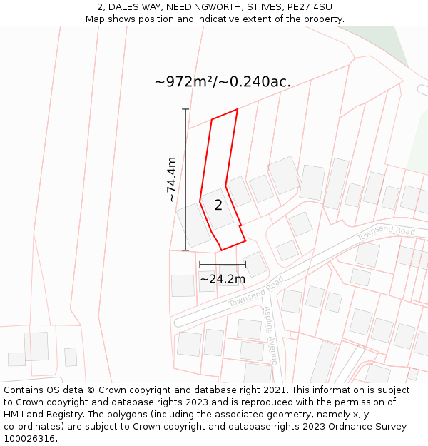 2, DALES WAY, NEEDINGWORTH, ST IVES, PE27 4SU: Plot and title map