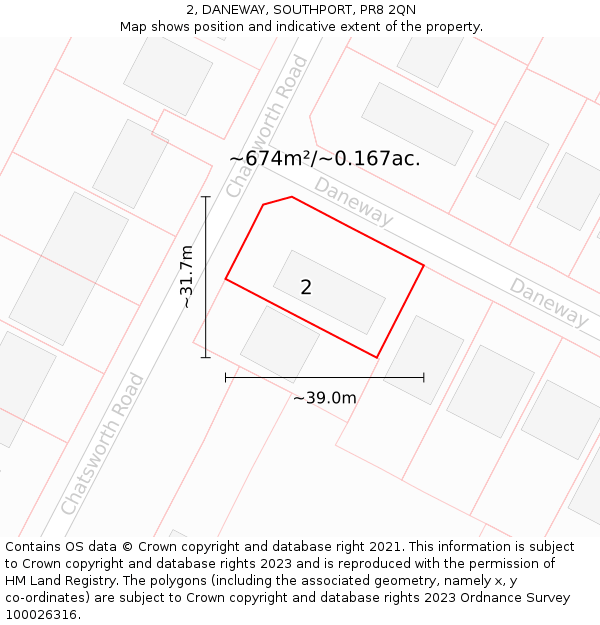 2, DANEWAY, SOUTHPORT, PR8 2QN: Plot and title map