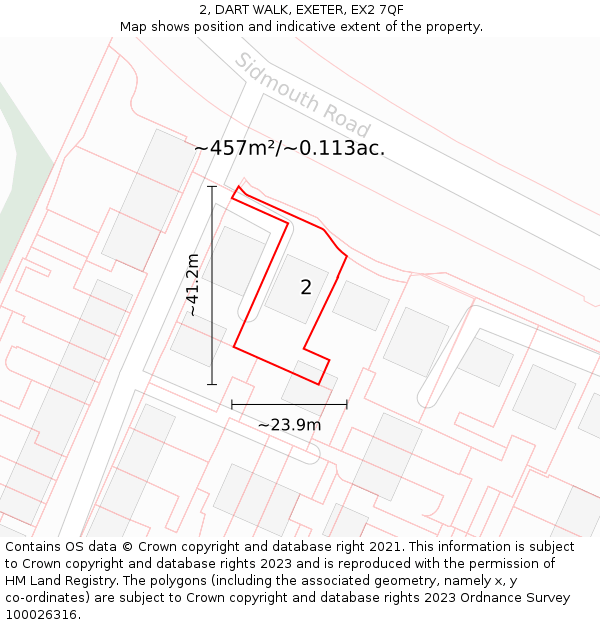 2, DART WALK, EXETER, EX2 7QF: Plot and title map