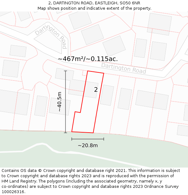 2, DARTINGTON ROAD, EASTLEIGH, SO50 6NR: Plot and title map