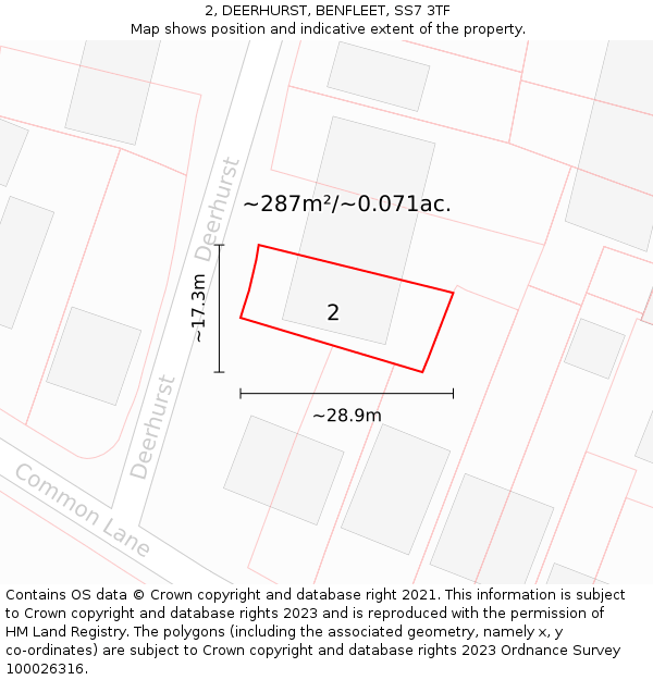 2, DEERHURST, BENFLEET, SS7 3TF: Plot and title map