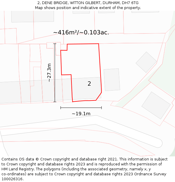 2, DENE BRIDGE, WITTON GILBERT, DURHAM, DH7 6TG: Plot and title map