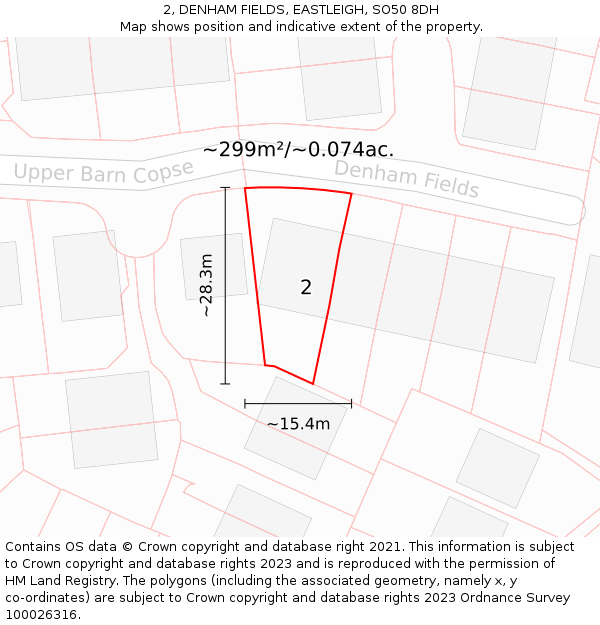 2, DENHAM FIELDS, EASTLEIGH, SO50 8DH: Plot and title map