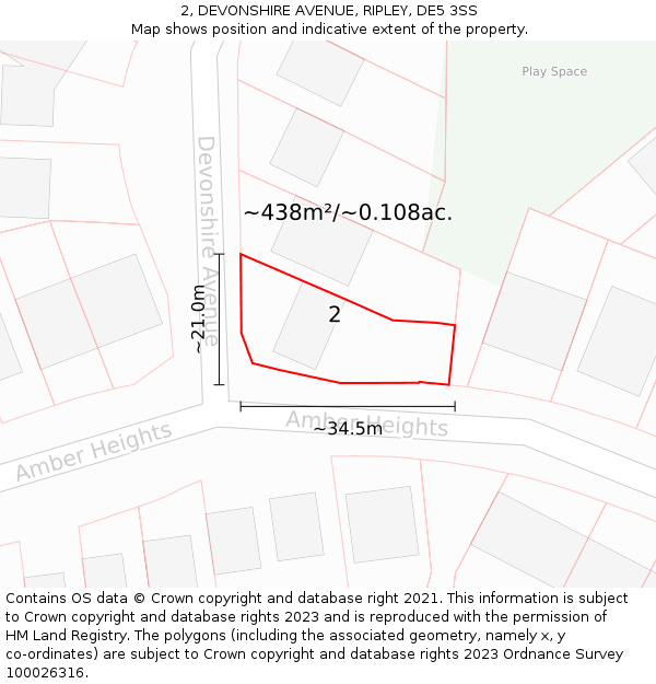 2, DEVONSHIRE AVENUE, RIPLEY, DE5 3SS: Plot and title map