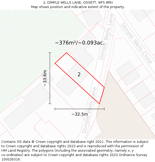 2, DIMPLE WELLS LANE, OSSETT, WF5 8RN: Plot and title map