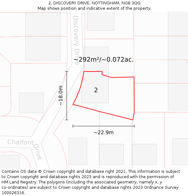 2, DISCOVERY DRIVE, NOTTINGHAM, NG8 3QG: Plot and title map