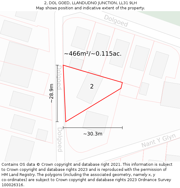 2, DOL GOED, LLANDUDNO JUNCTION, LL31 9LH: Plot and title map