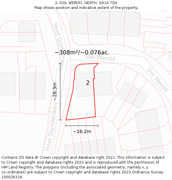 2, DOL WERDD, NEATH, SA10 7QX: Plot and title map