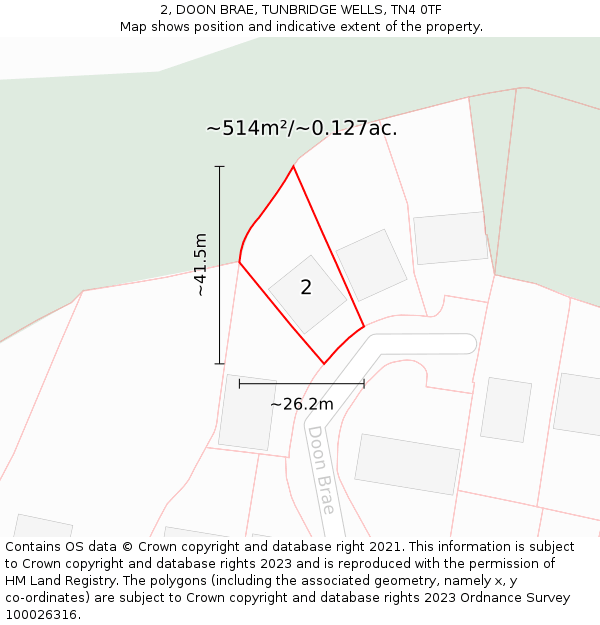 2, DOON BRAE, TUNBRIDGE WELLS, TN4 0TF: Plot and title map