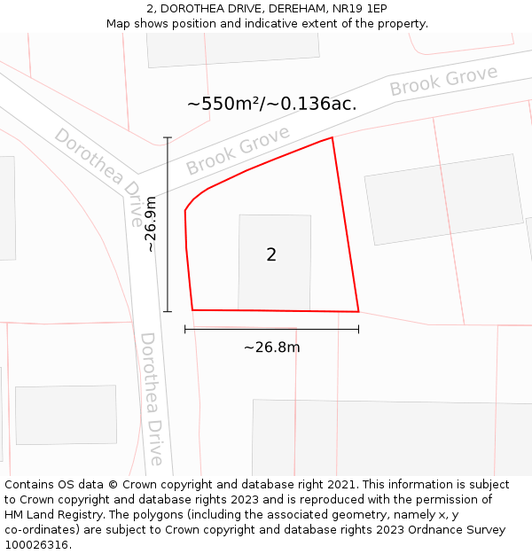 2, DOROTHEA DRIVE, DEREHAM, NR19 1EP: Plot and title map