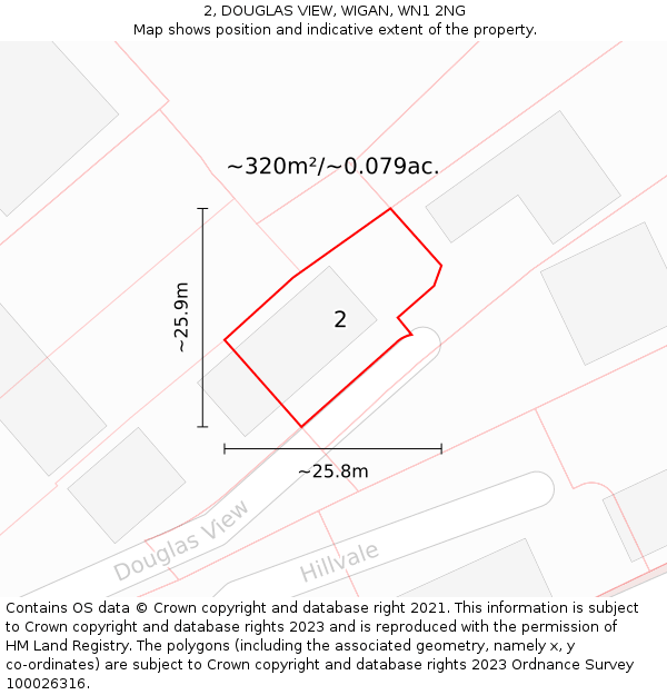 2, DOUGLAS VIEW, WIGAN, WN1 2NG: Plot and title map