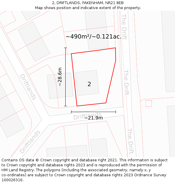 2, DRIFTLANDS, FAKENHAM, NR21 8EB: Plot and title map