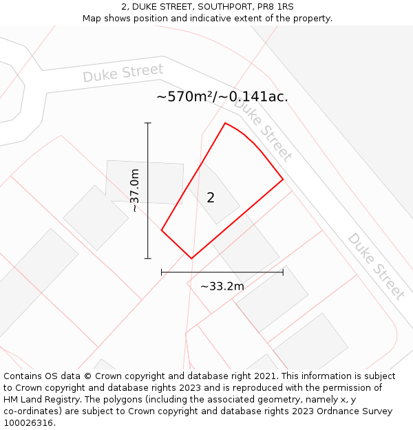 2, DUKE STREET, SOUTHPORT, PR8 1RS: Plot and title map