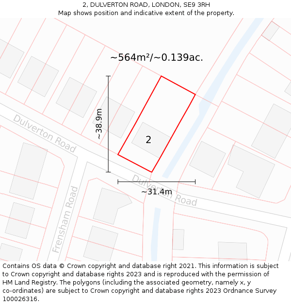 2, DULVERTON ROAD, LONDON, SE9 3RH: Plot and title map