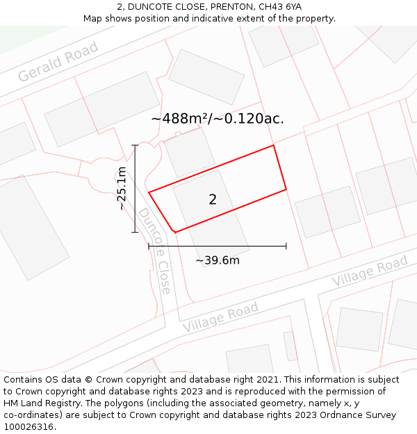 2, DUNCOTE CLOSE, PRENTON, CH43 6YA: Plot and title map