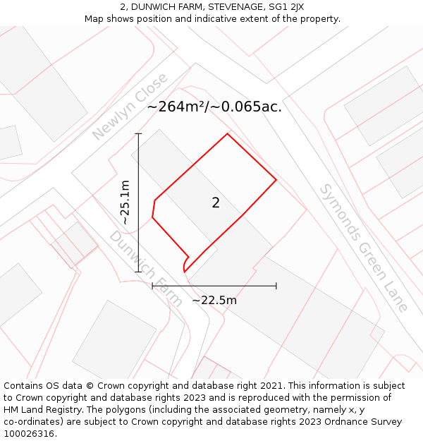 2, DUNWICH FARM, STEVENAGE, SG1 2JX: Plot and title map