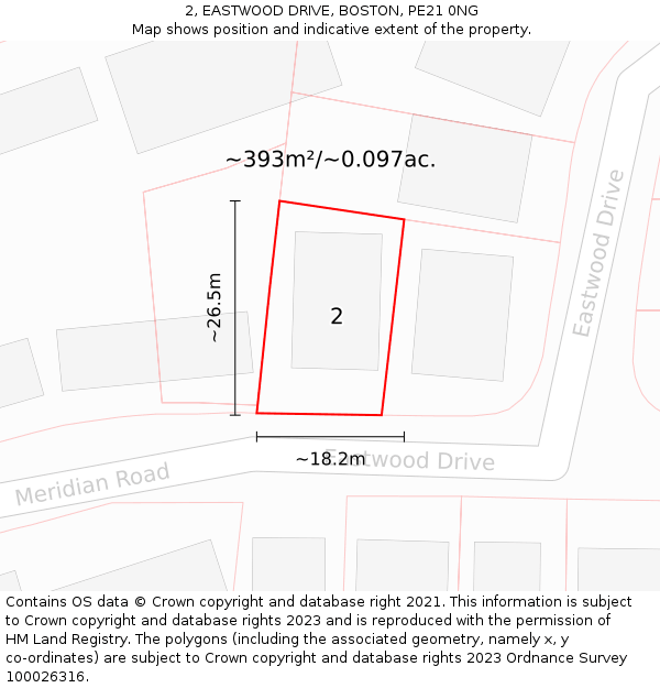2, EASTWOOD DRIVE, BOSTON, PE21 0NG: Plot and title map
