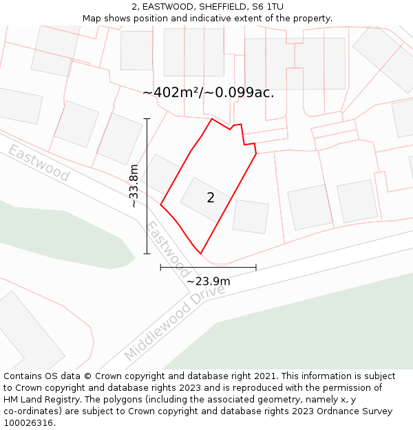 2, EASTWOOD, SHEFFIELD, S6 1TU: Plot and title map