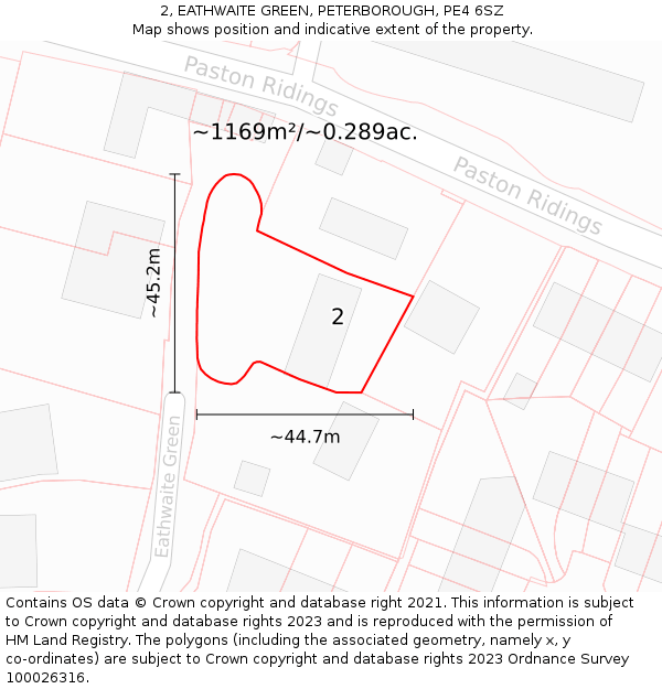 2, EATHWAITE GREEN, PETERBOROUGH, PE4 6SZ: Plot and title map