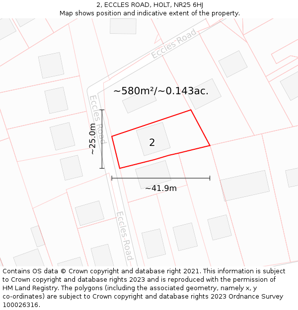 2, ECCLES ROAD, HOLT, NR25 6HJ: Plot and title map