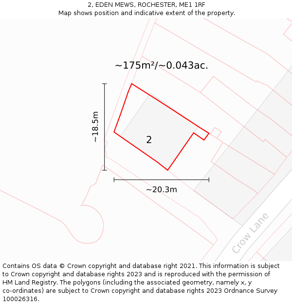 2, EDEN MEWS, ROCHESTER, ME1 1RF: Plot and title map