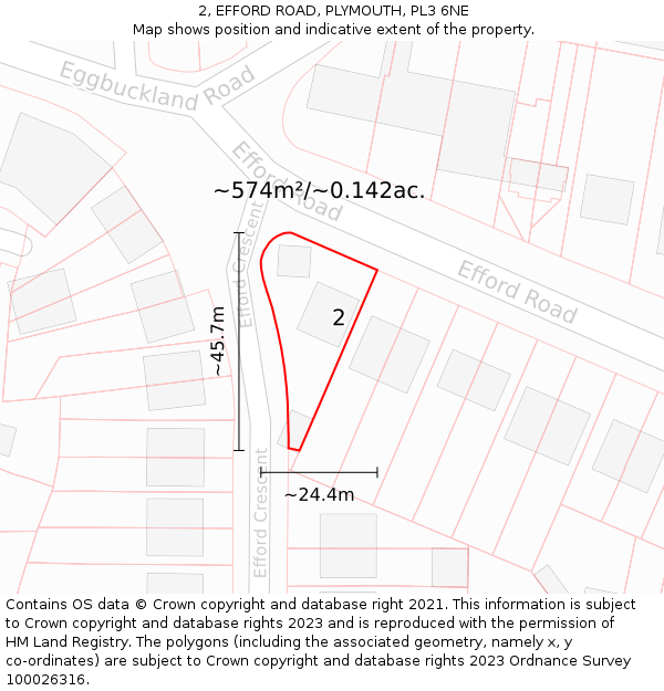 2, EFFORD ROAD, PLYMOUTH, PL3 6NE: Plot and title map